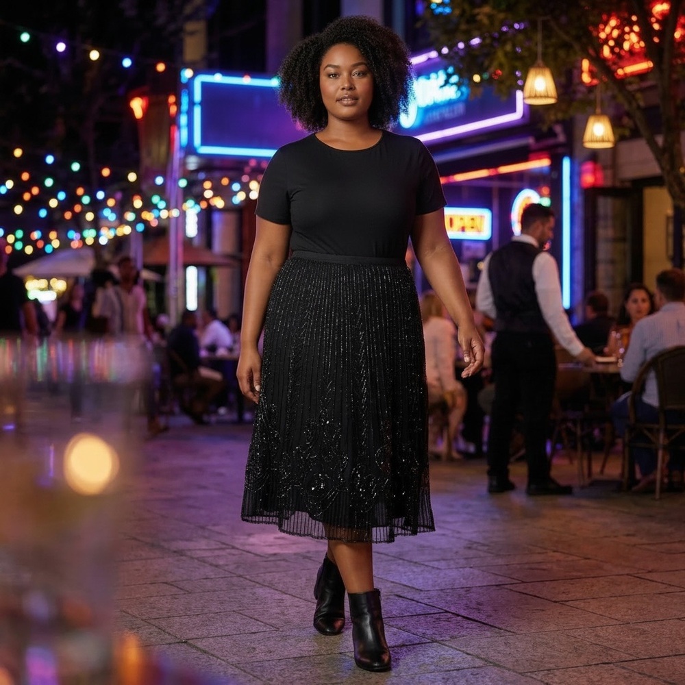 Lauren Ralph Lauren Black Label Beaded A-Line Skirt | Elegant Evening / Cocktail